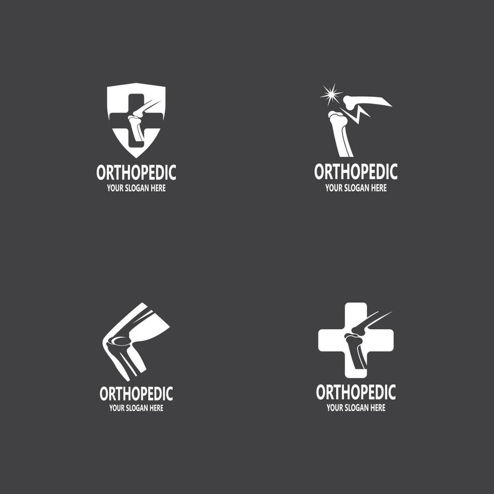 humano hueso ortopédico logo vector. anatomía esqueleto plano diseño modelo ilustración vector