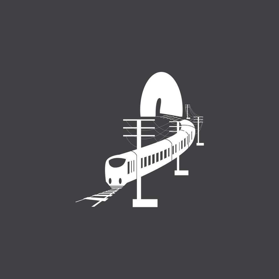 Rail with tunnel logo icon vector design template