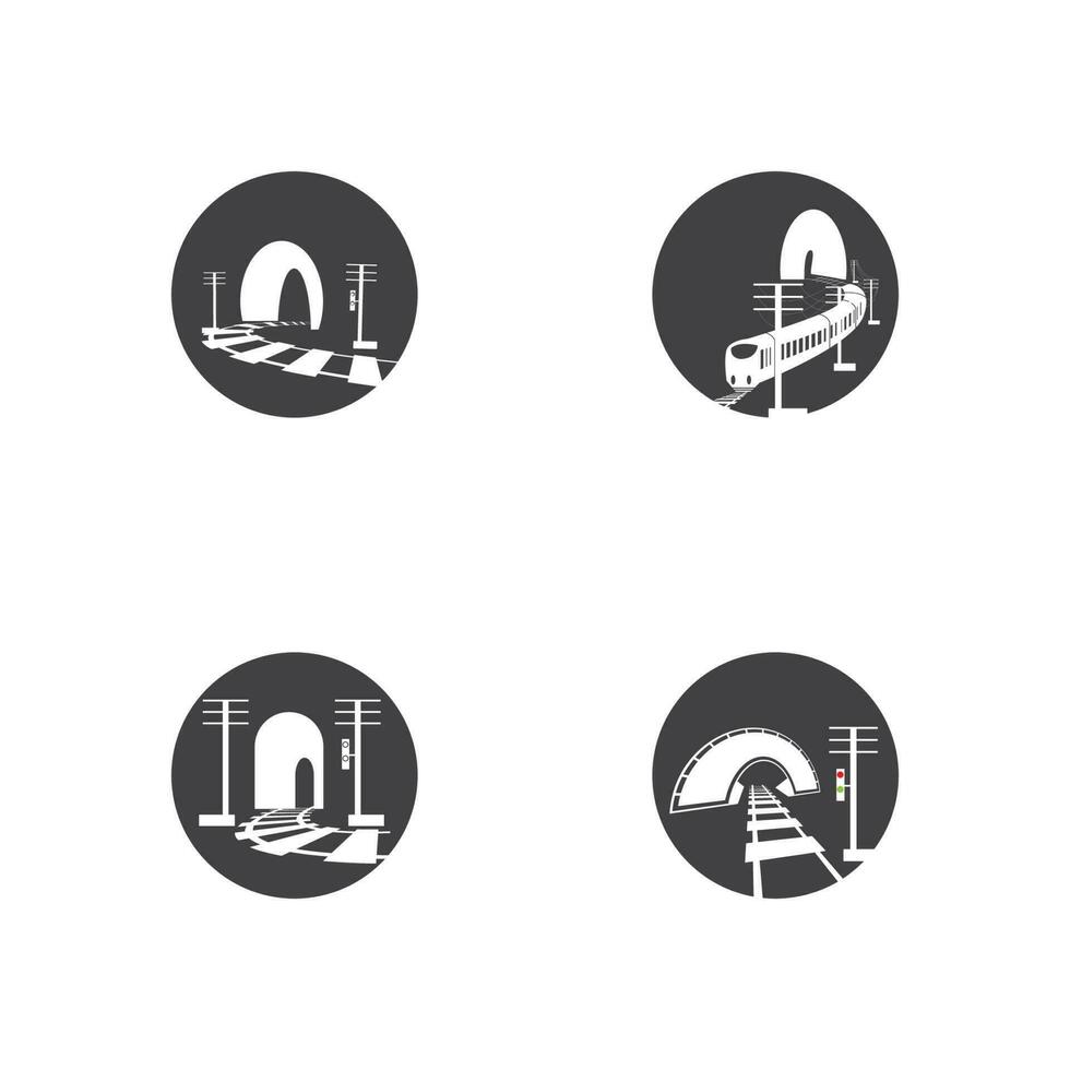 Rail with tunnel logo icon vector design template