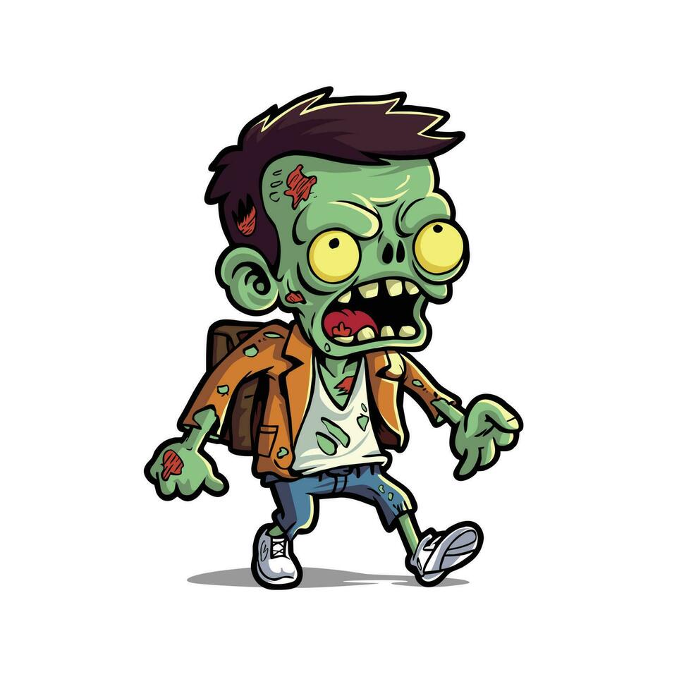 undead fun Cartoon lively Zombie Character Illustration, spooky, halloween vector