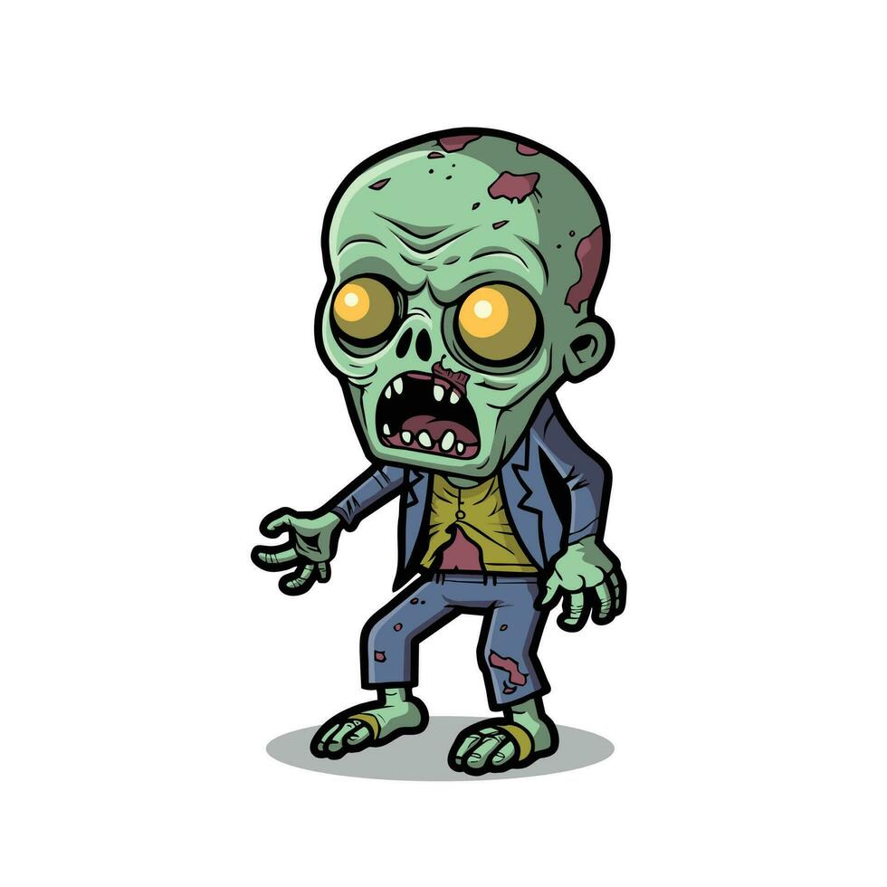 undead fun Cartoon lively Zombie Character Illustration, spooky, halloween vector