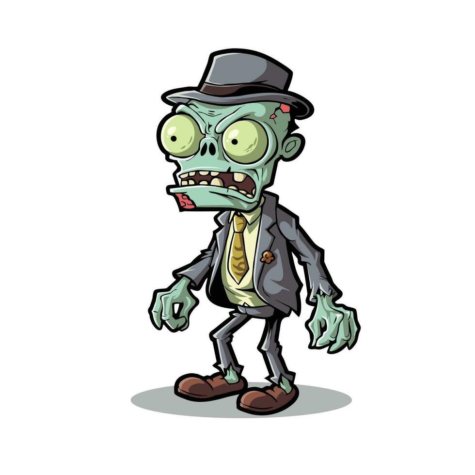 undead fun Cartoon lively Zombie Character Illustration, spooky, halloween vector