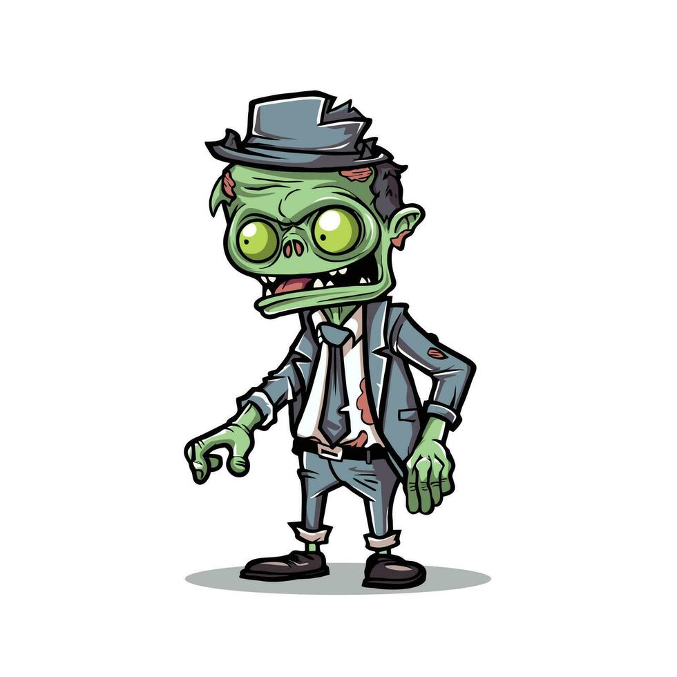 undead fun Cartoon lively Zombie Character Illustration, spooky, halloween vector