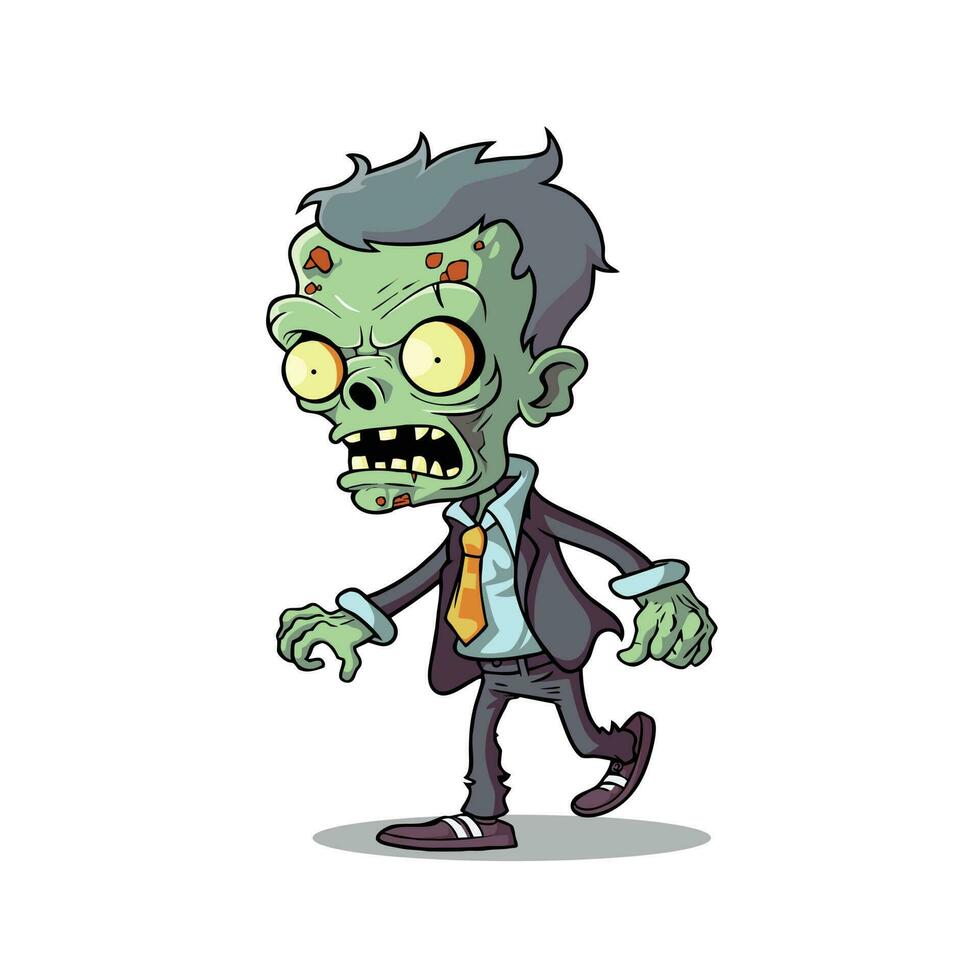 undead fun Cartoon lively Zombie Character Illustration, spooky, halloween vector