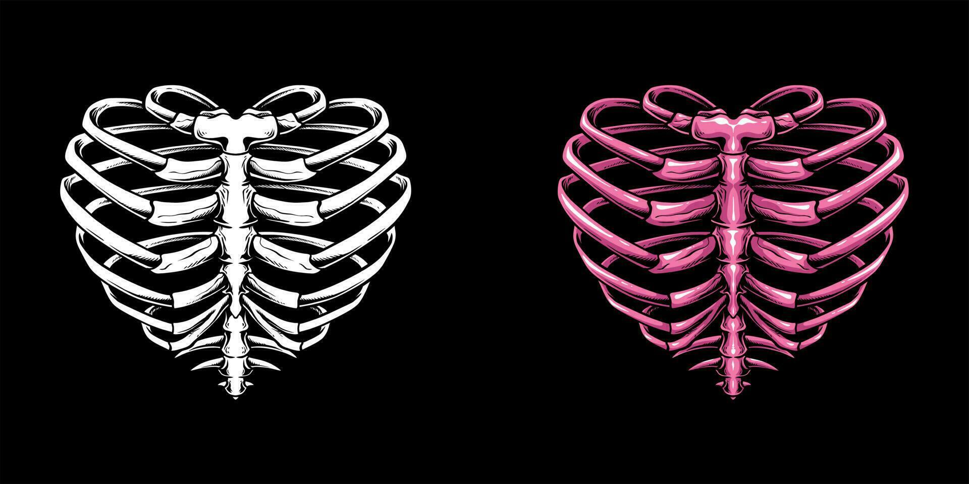 rib cage skeleton with a love heart shape, a one of a kind illustration that will captivate and inspire. Bold combines the edgy and alternative feel of a skeleton with the timeless symbol of love vector