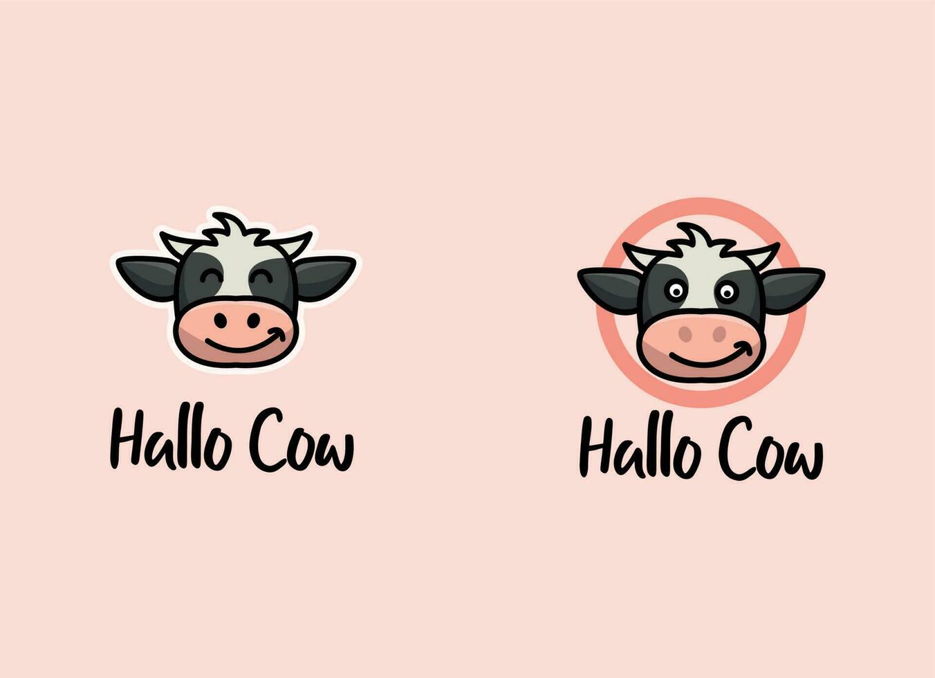 contento vaca logo vector ilustración.