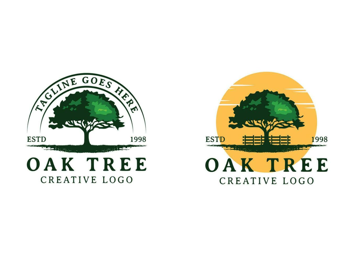 Oak tree logo illustration. Vector silhouette of a tree.