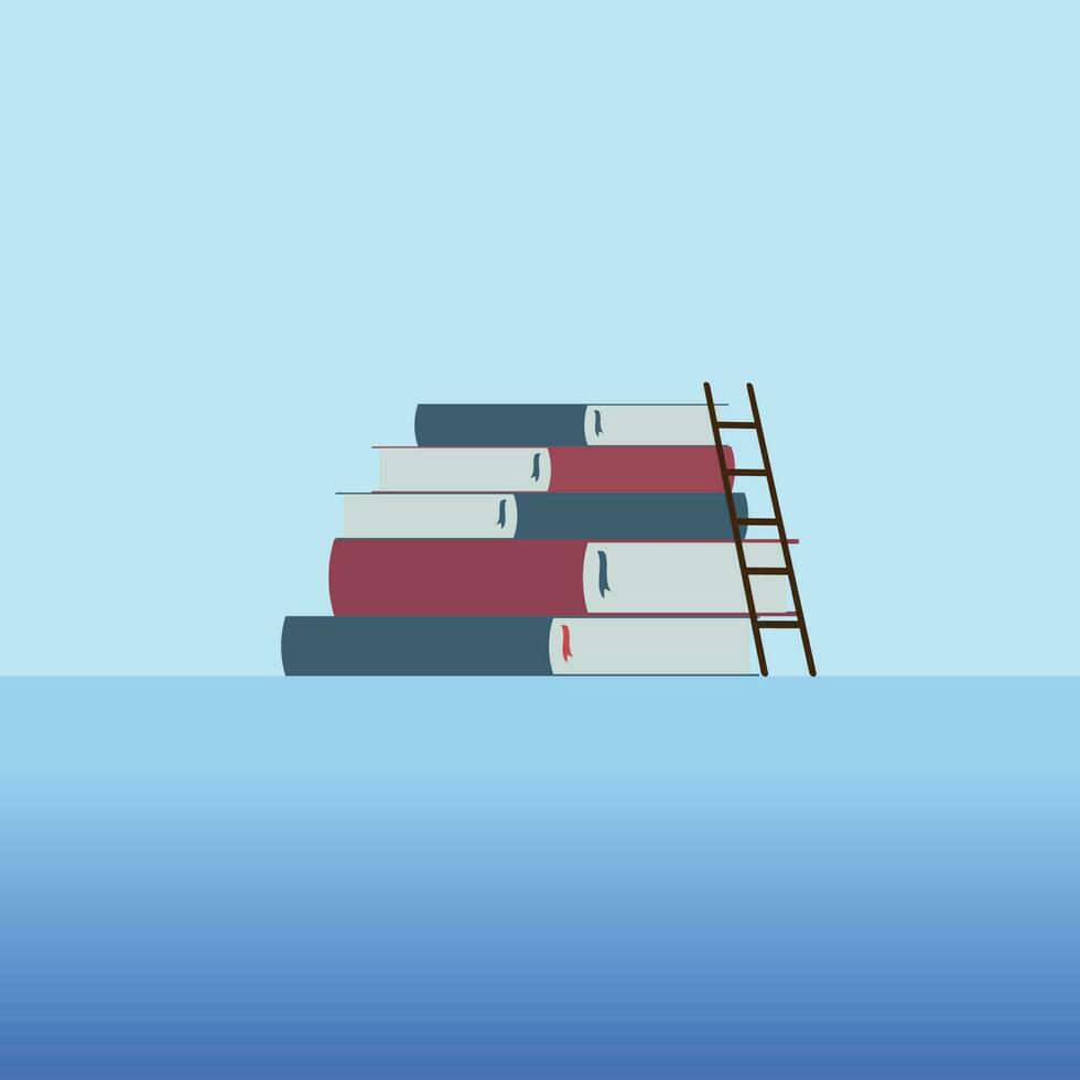 A stack of books with the word library on the top. vector