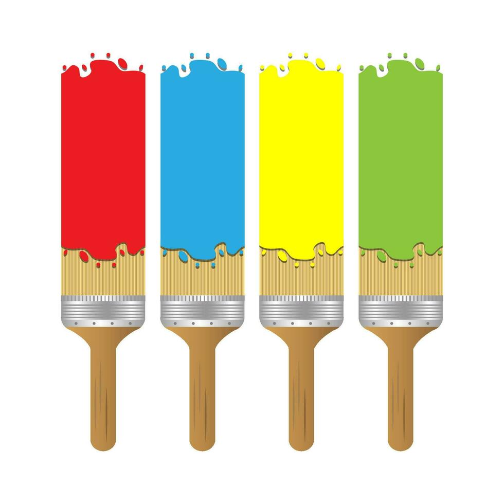 Paintbrushes with colorful paint illustration. Vector illustration of paint and brushes.