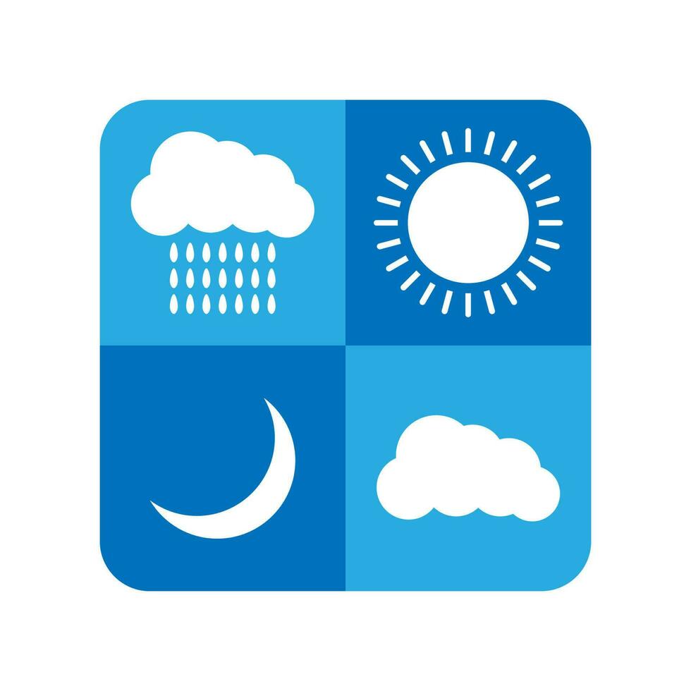 Weather icons of summer, rain, and cloudy days, vector illustration. Suitable for mobile concept and web design.