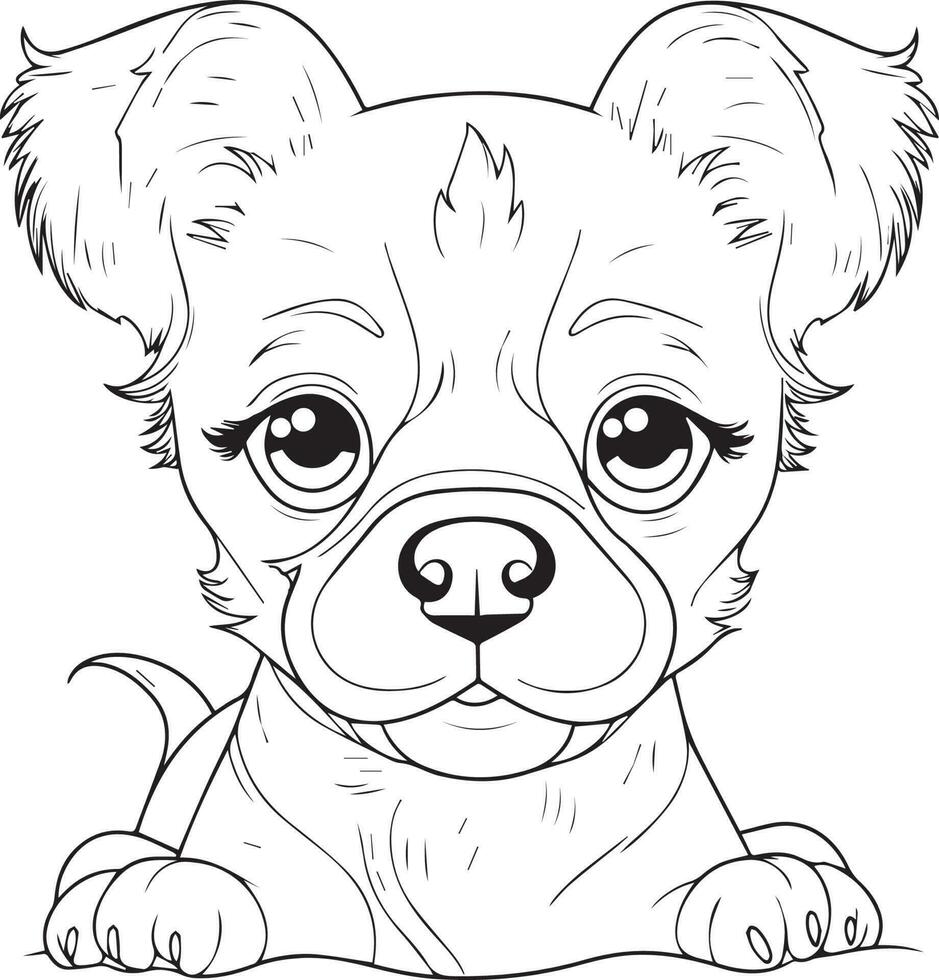 Cute Puppy dog illustration, dog coloring page for kids and adults, puppy mascot logo, puppy vector design