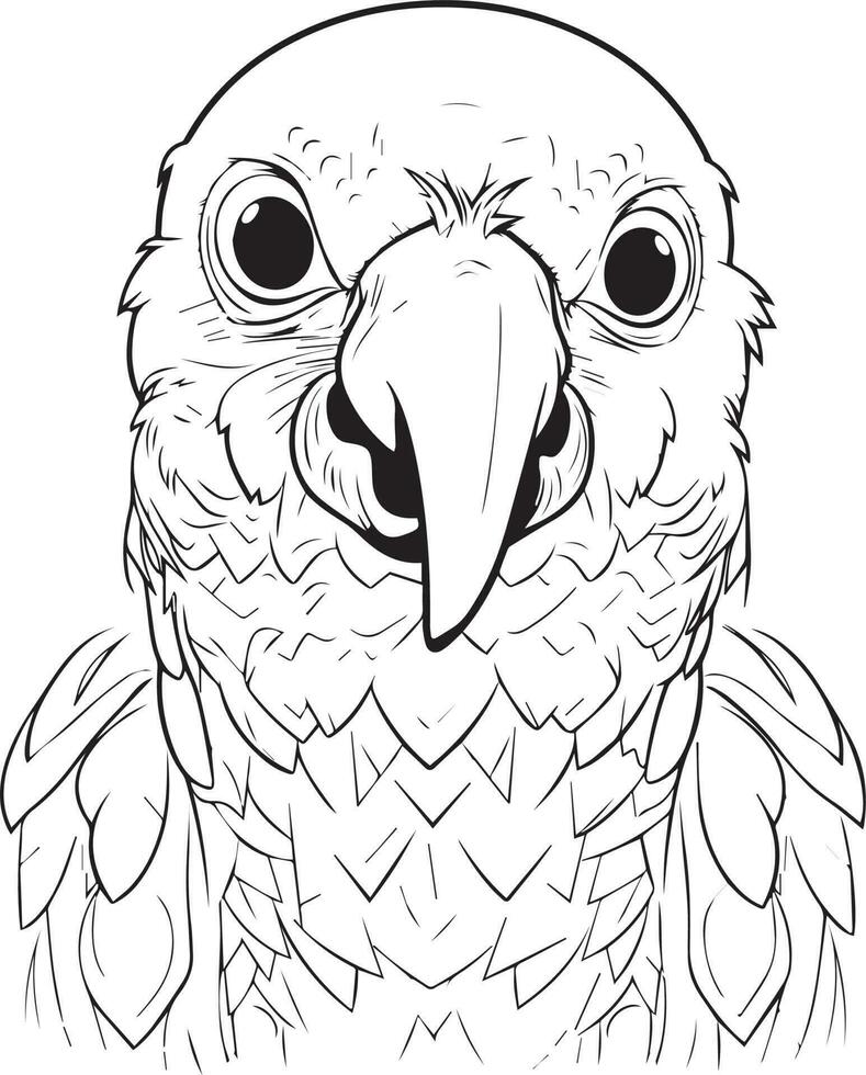 Parrot bird illustration, cute parrot coloring page for kids and adult, parrot mascot logo, parrot bird vector design