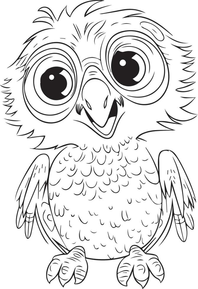 Parrot bird illustration, cute parrot coloring page for kids and adult, parrot mascot logo, parrot bird vector design
