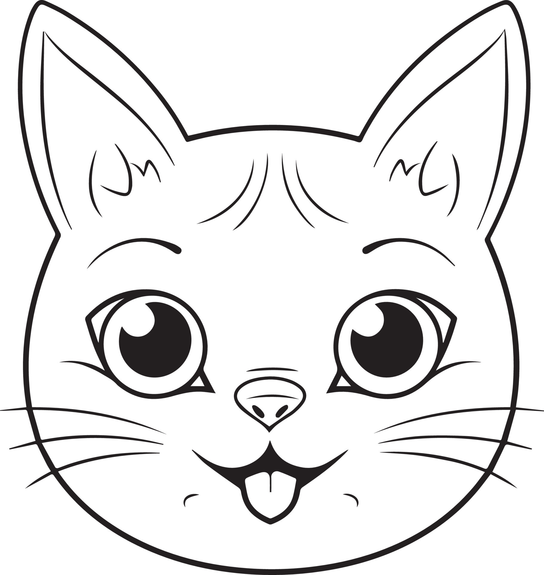 Cute Cat Face Coloring Page