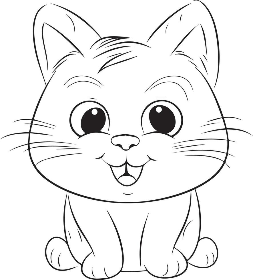 linda dibujos animados gato vector ilustración, gato colorante página para niños y adultos impresión diseño, camiseta diseño, tatuaje diseño, mural arte, gato mascota