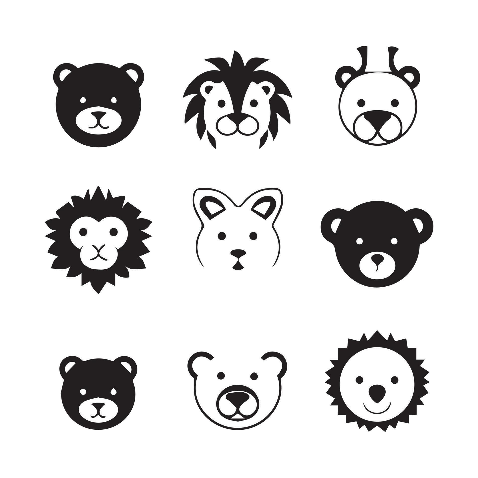 set of animals logos, vector logo, safari animal illustration, vector ...