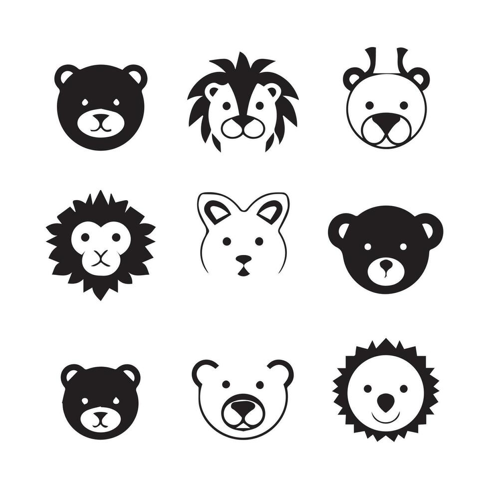 set of animals logos, vector logo, safari animal illustration, vector logo set,
