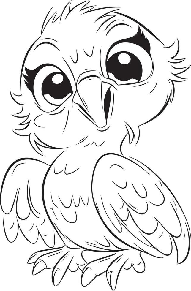 Parrot bird illustration, cute parrot coloring page for kids and adult, parrot mascot logo, parrot bird vector design
