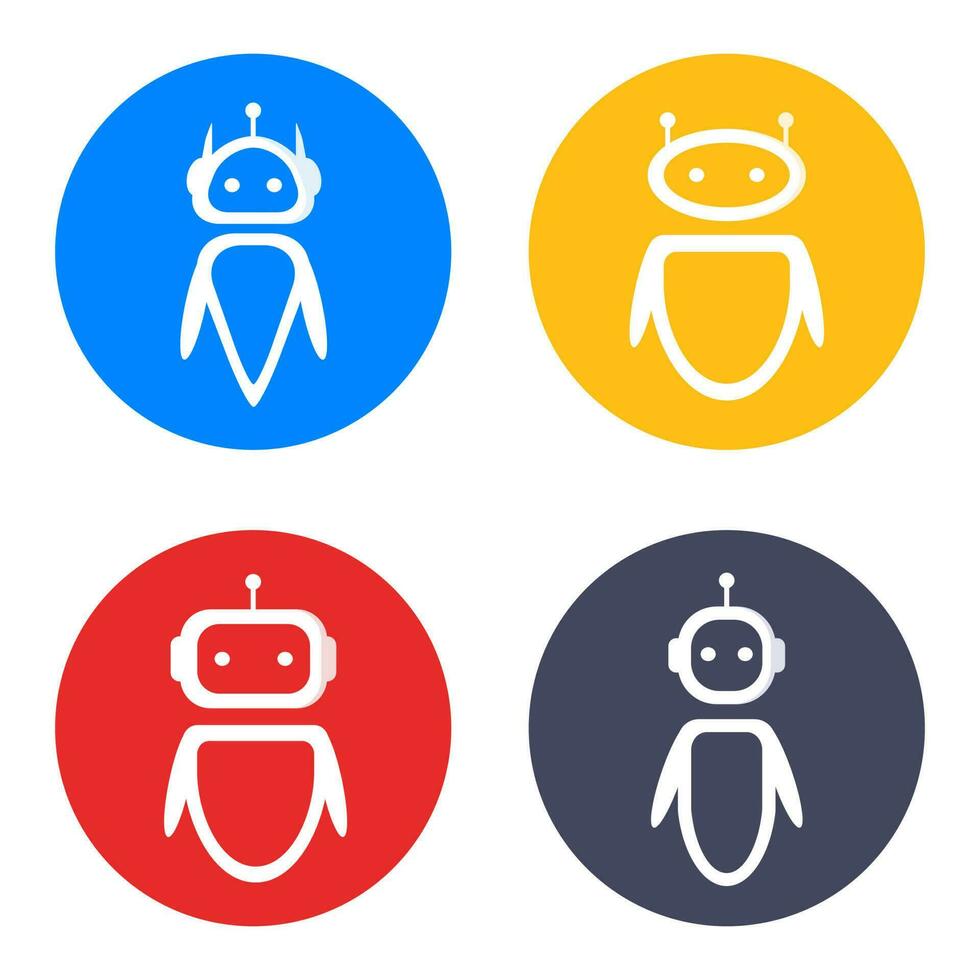 robot icon bundle , ai icon template, bot ai logo design vector