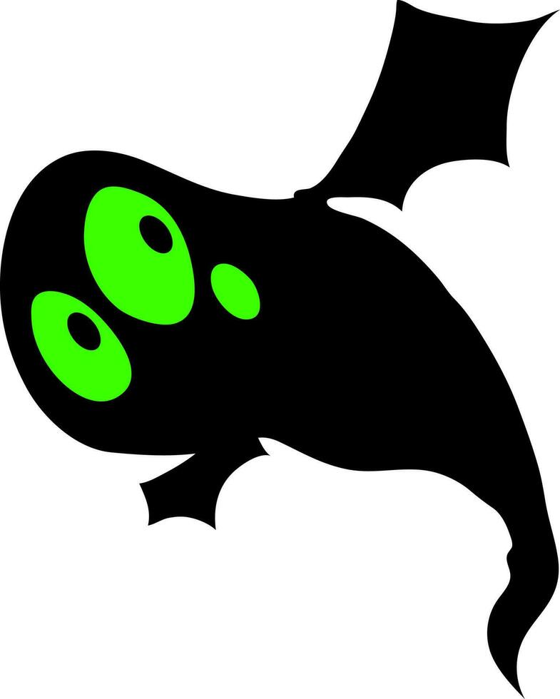 negro ilustración de murciélago con verde ojos, Víspera de Todos los Santos concepto. vector