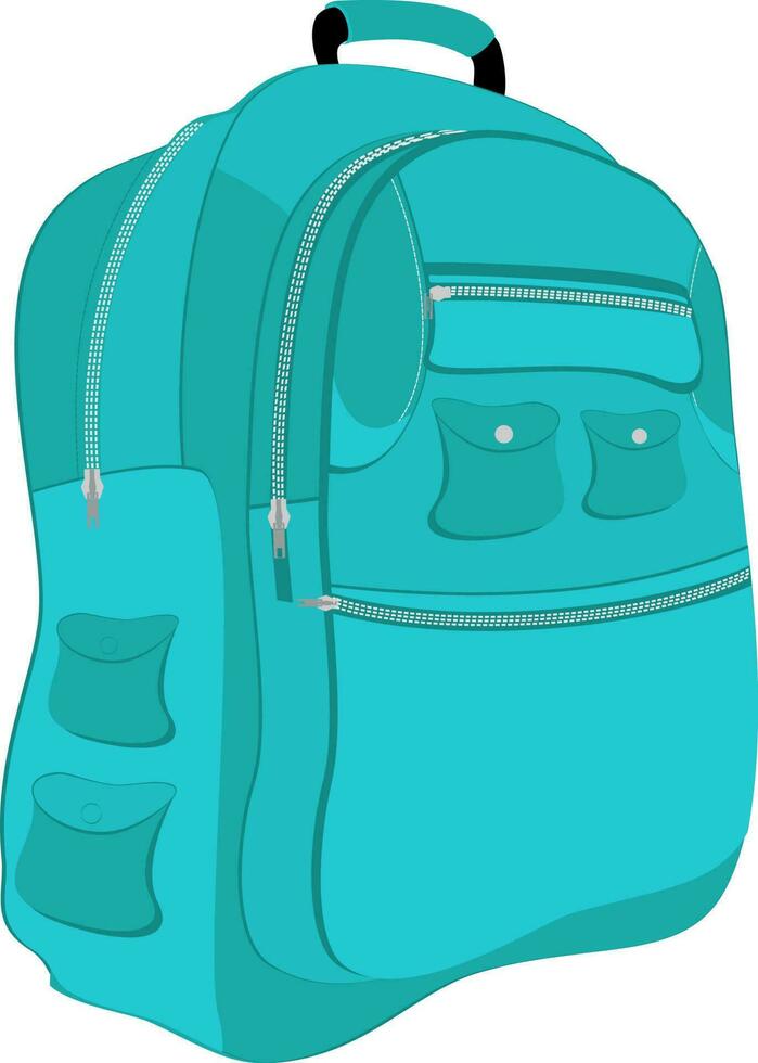 Illustration of backpack in turquoise color. vector