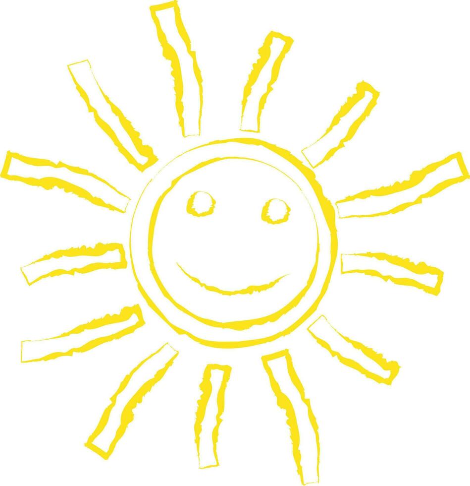 Hand drawn illustration of yellow sun. vector