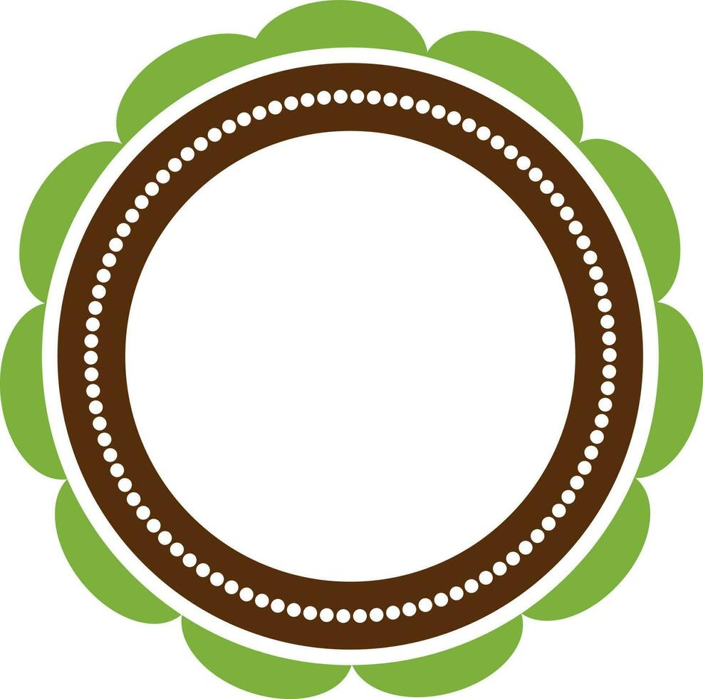 Rounded green and brown sticker. vector