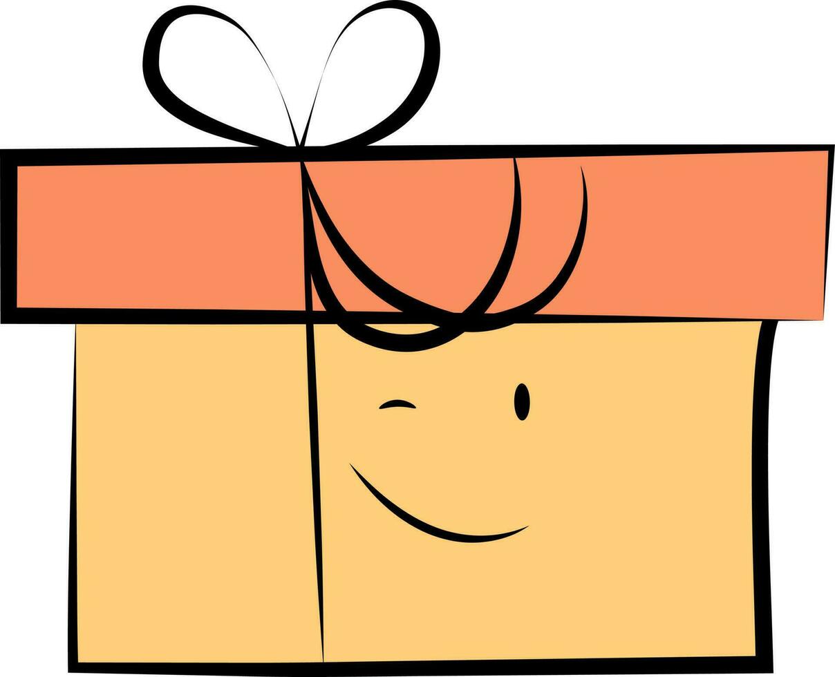 personaje de regalo caja en sonriente rostro. vector