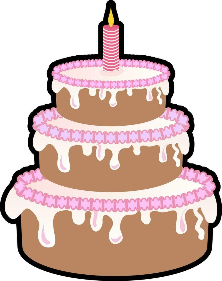 Decorated  brown and pink layer cake. vector