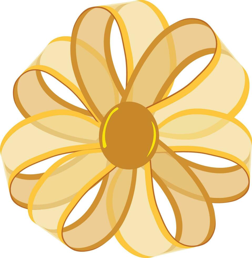 Beautiful golden color ribbon flower icon. vector