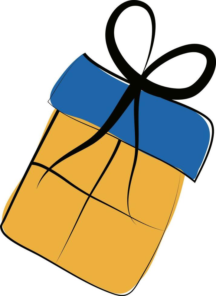 Icon of yellow gift box in flat style. vector