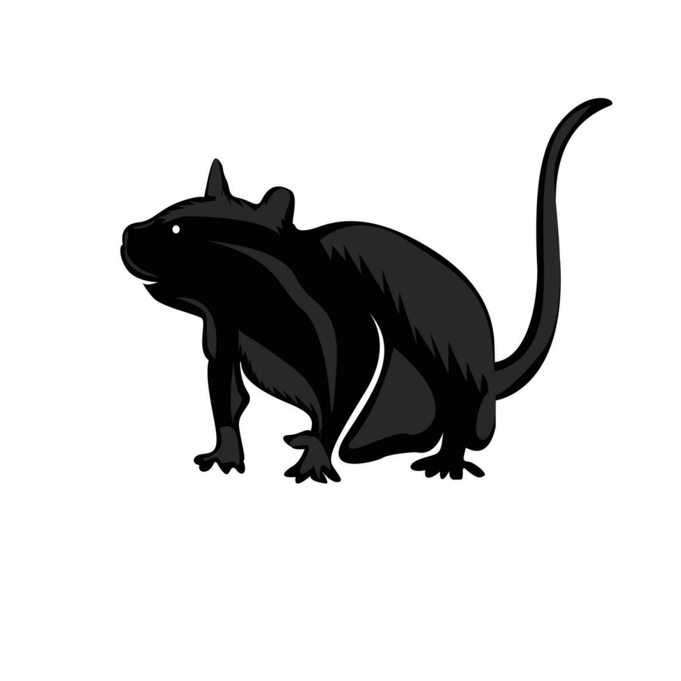 Black rat isolated on white background. Vector illustration for your design.