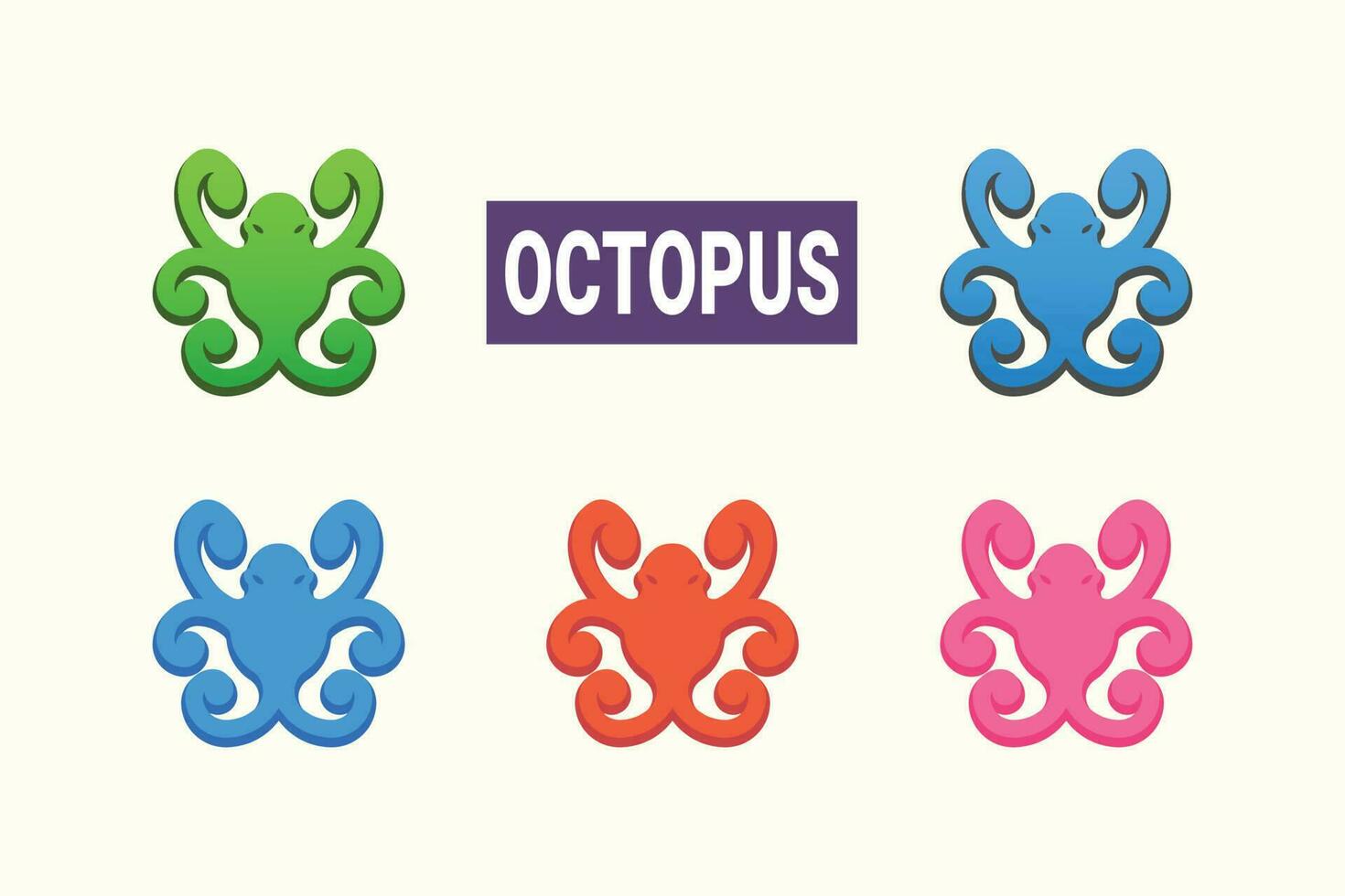 Octopus Illustration variations with different color vector