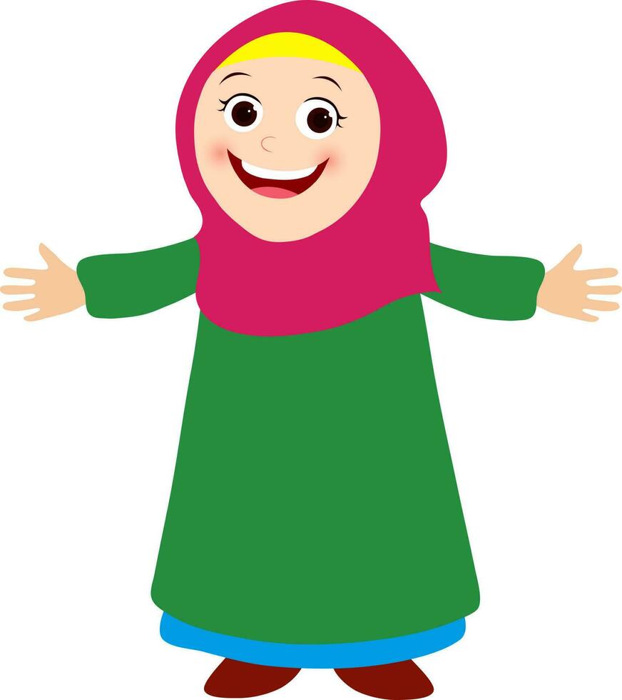 ilustración de contento musulmán mujer. vector
