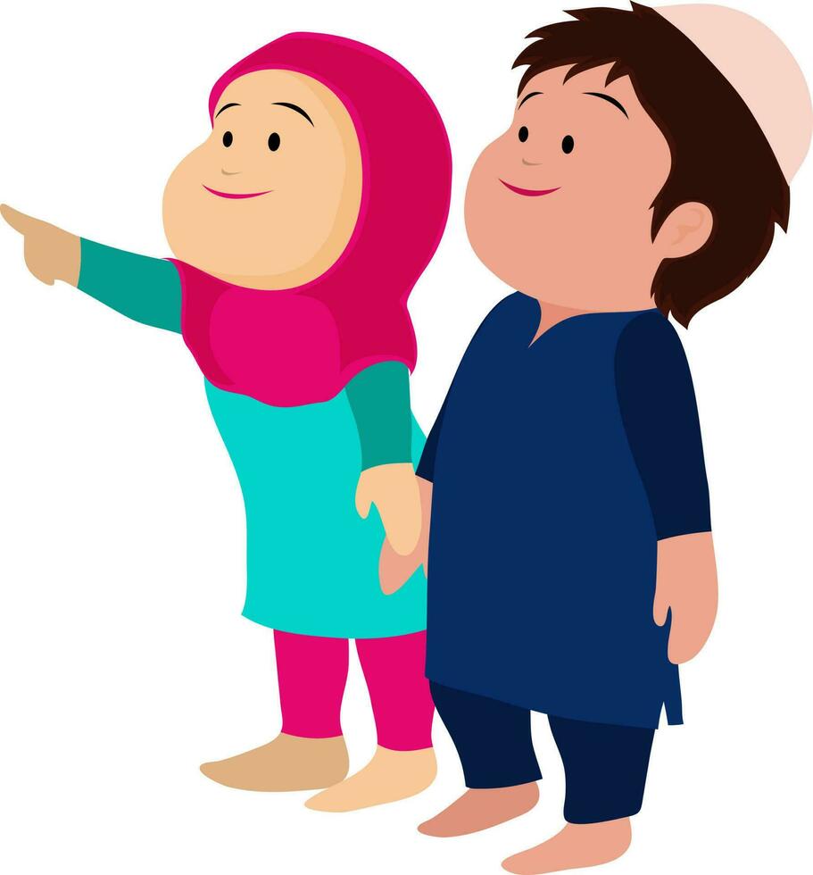 Cartoon character of muslim couple. vector