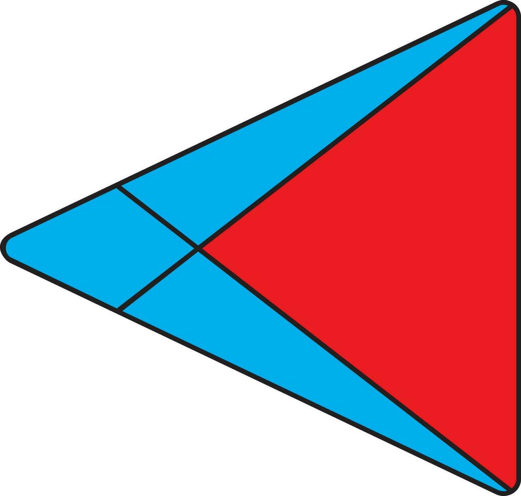 Red and blue play store in flat style. vector
