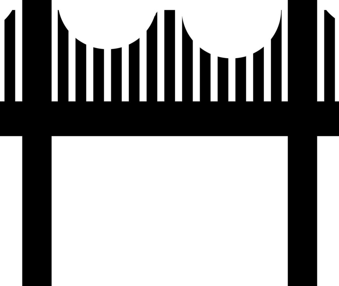 Sign or symbol of modern pattern bridge in black color. vector
