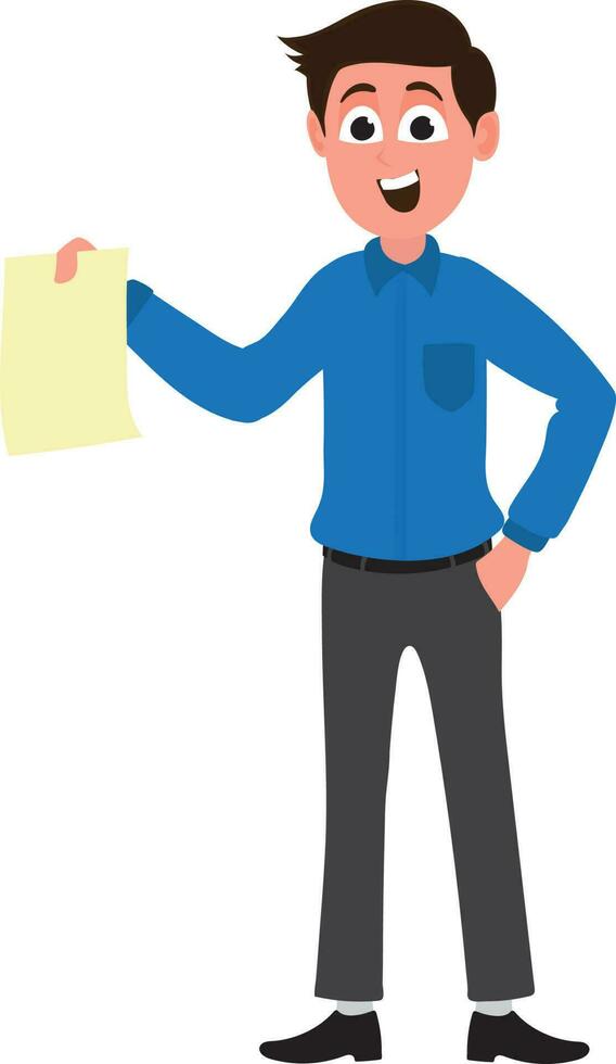 Businessman holding paper document. vector