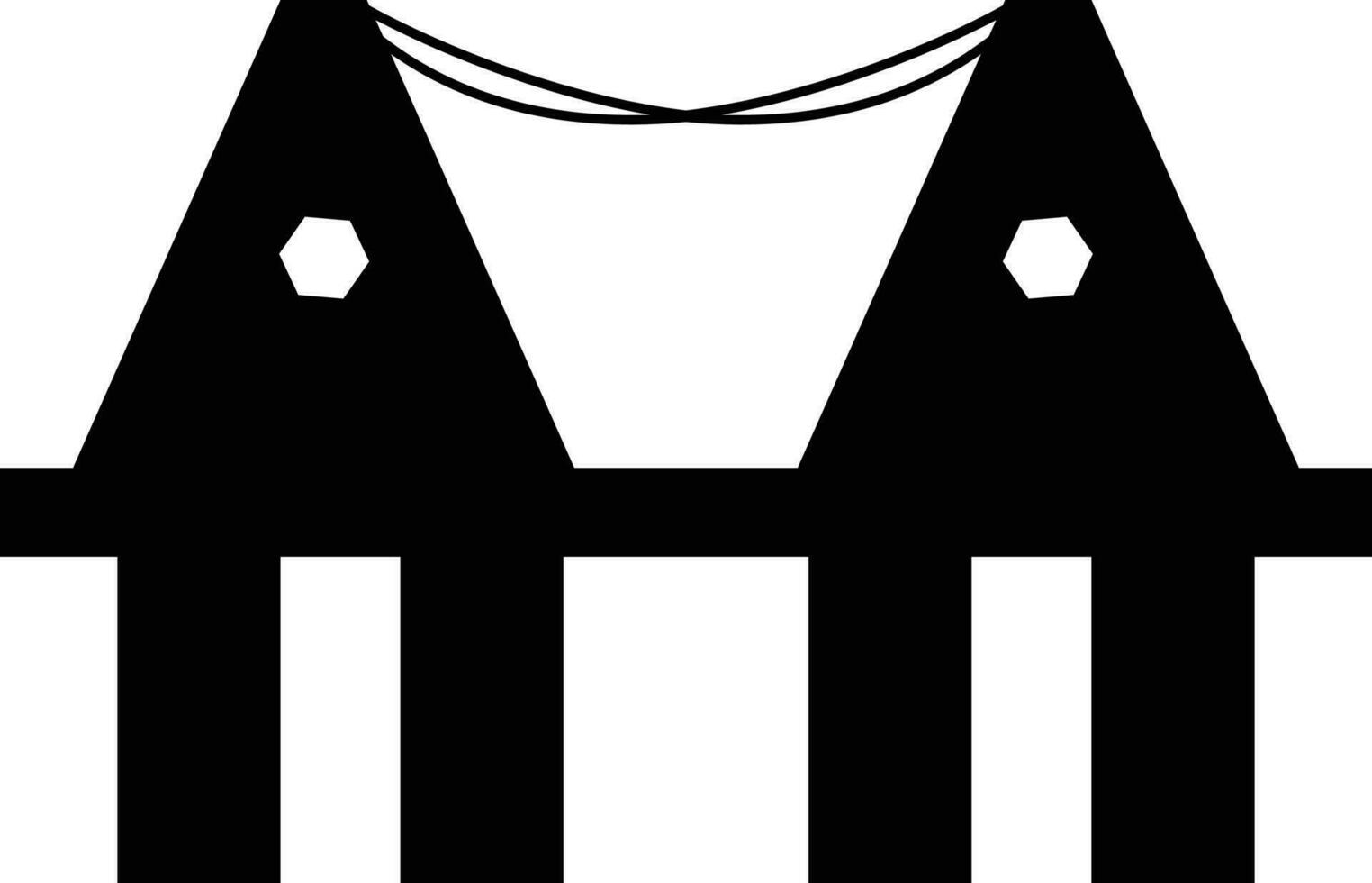 Flat icon of brige in black color. vector