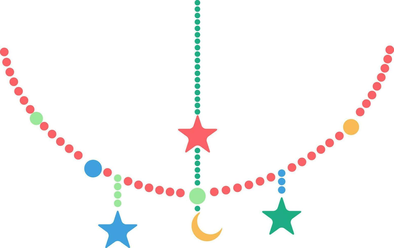 plano estilo decorativo elemento con estrellas y Luna. vector