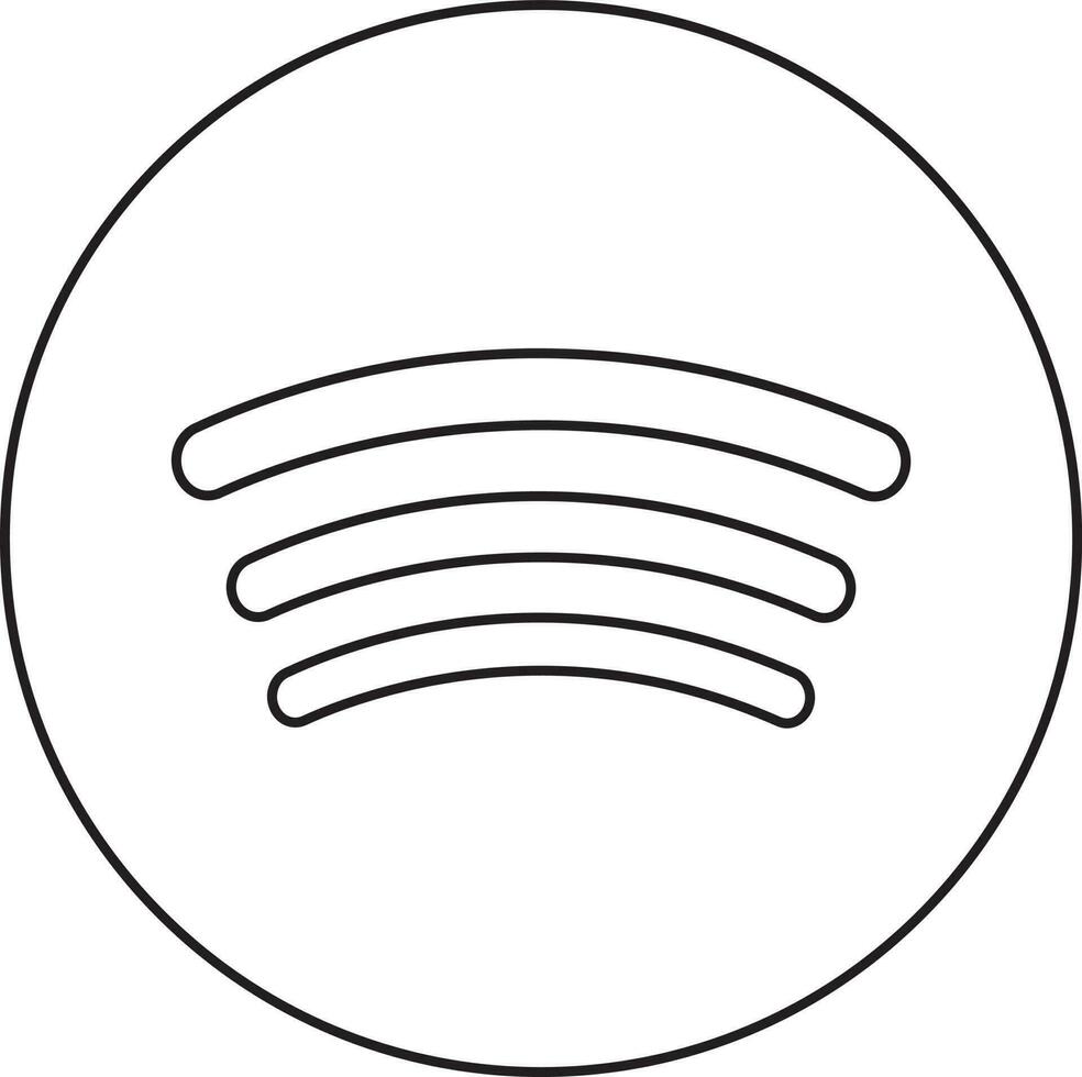 Black line art illustration of spotify logo. vector