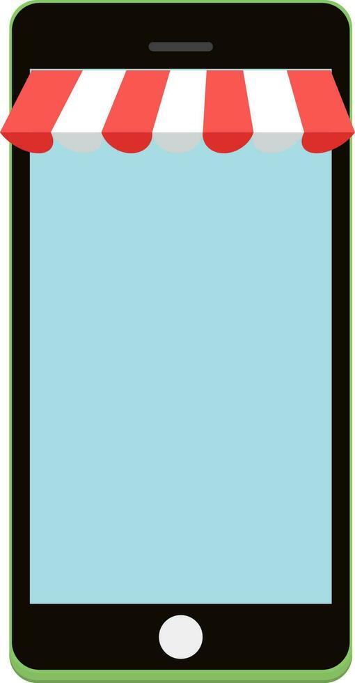 plano ilustración de un teléfono inteligente con toldo. vector