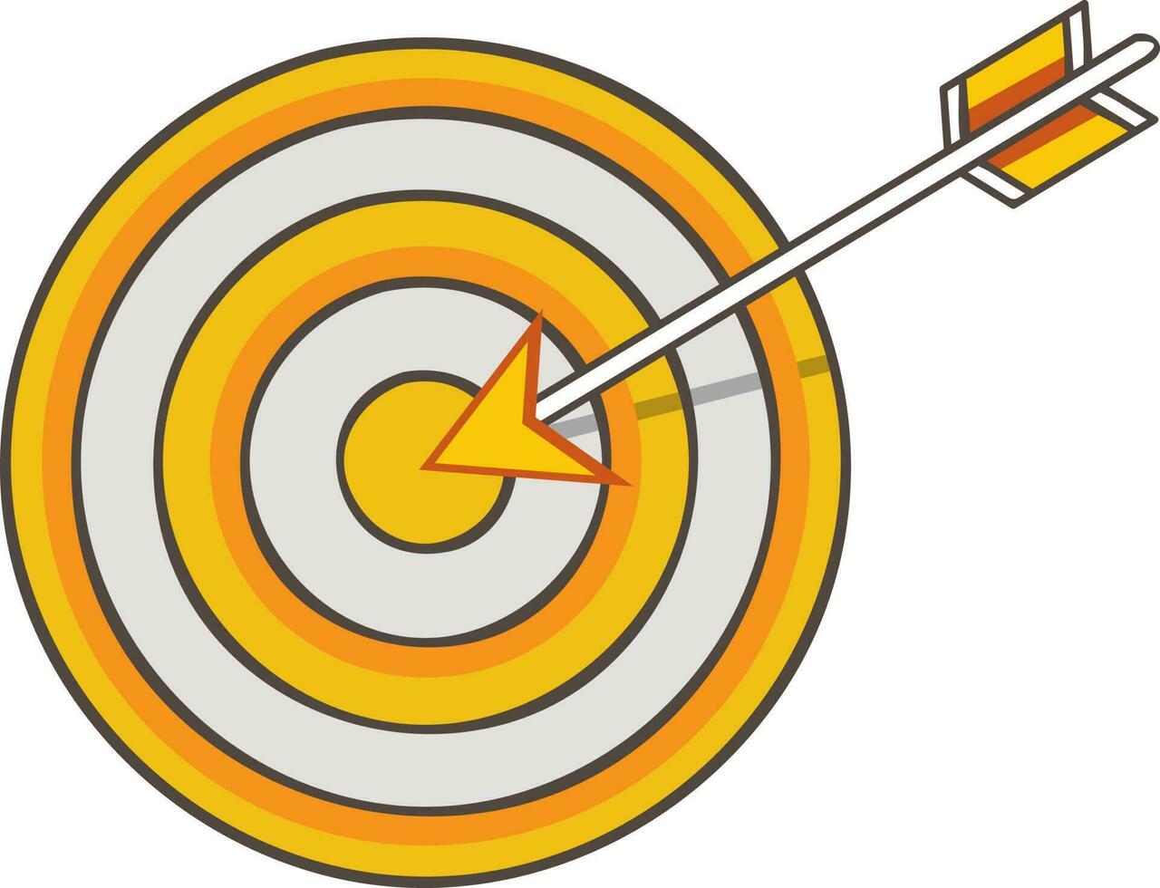 Flat style symbol of a target board with an arrow. vector