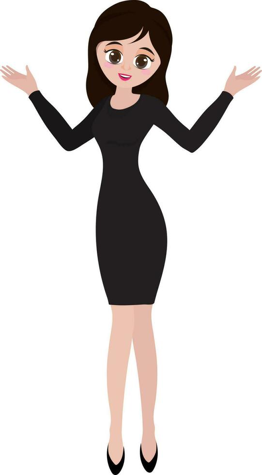 Character of woman with open arms. vector