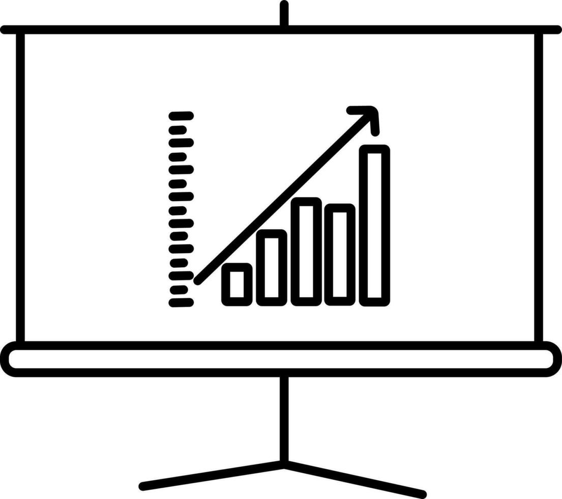 proyector pantalla con estadístico grafico demostración crecimiento. vector