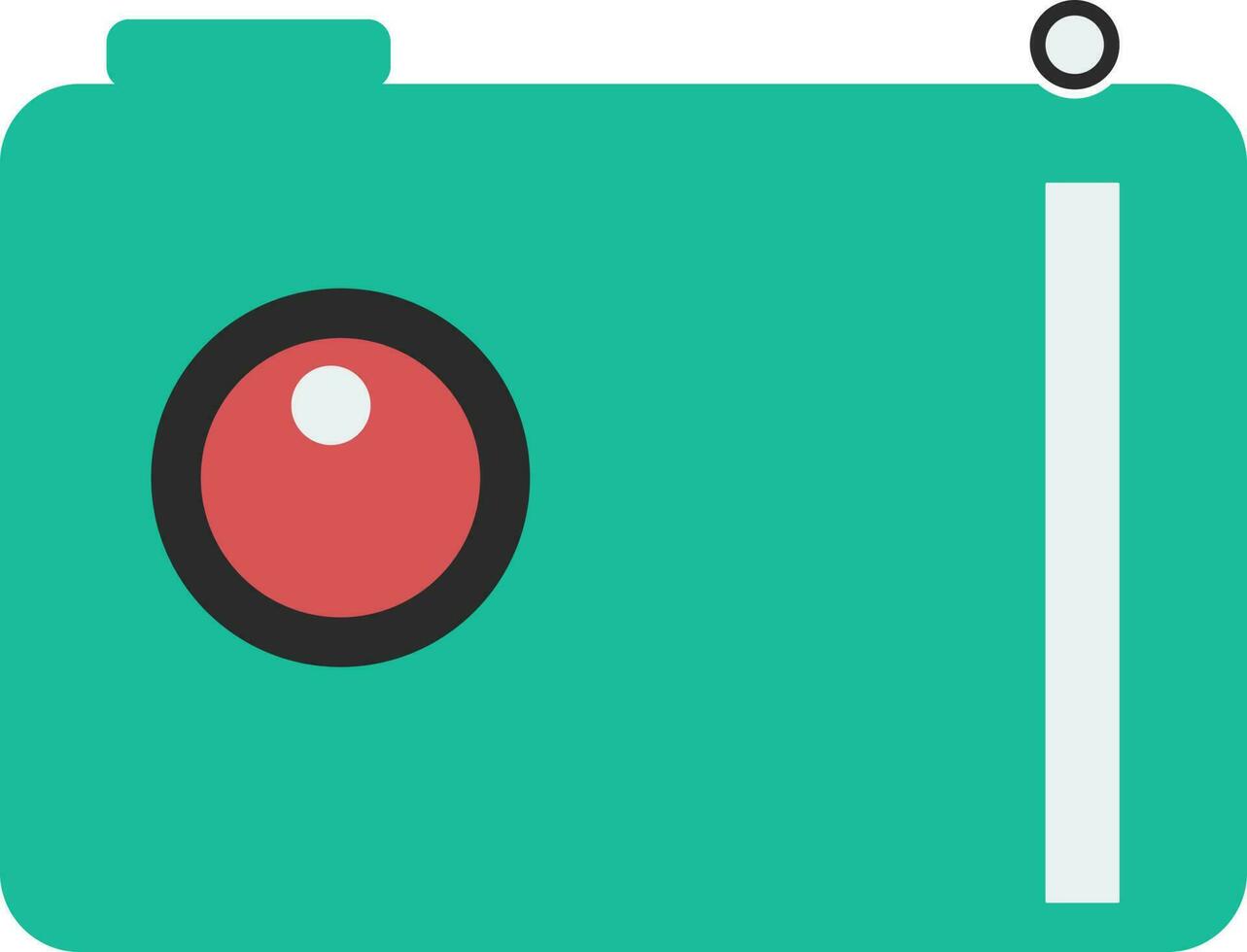 Green and pink illustration of a camera. vector