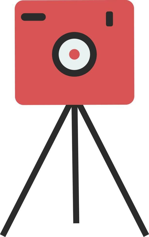 Pink and black camera on tripod. vector