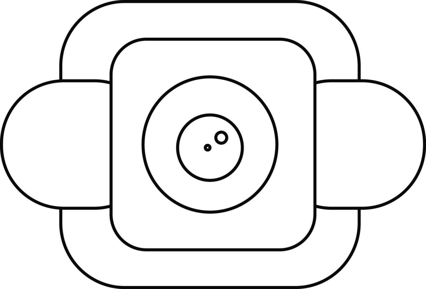 Black line art illustration of a digital camera icon. vector