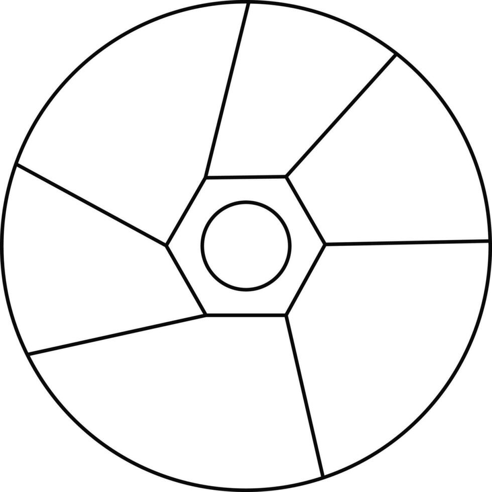 Black line art illustration of a camera lens. vector