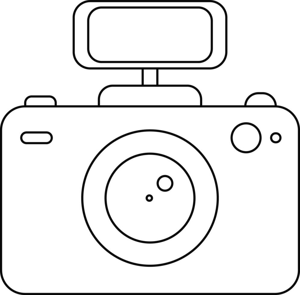 Isolated camera icon in black line art. vector